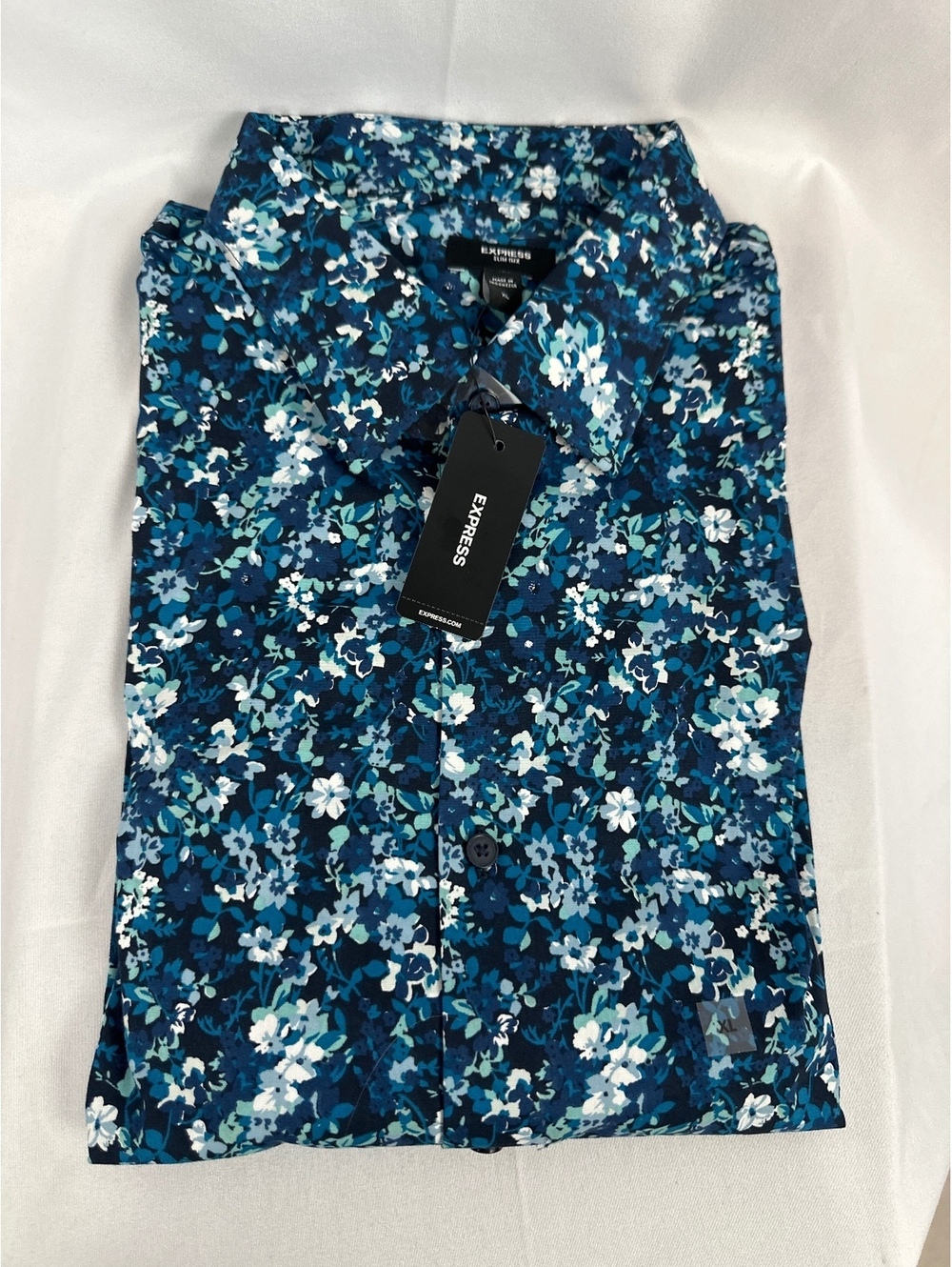 Express Slim Fit XL Long Sleeve Floral Print Button-Up Shirt